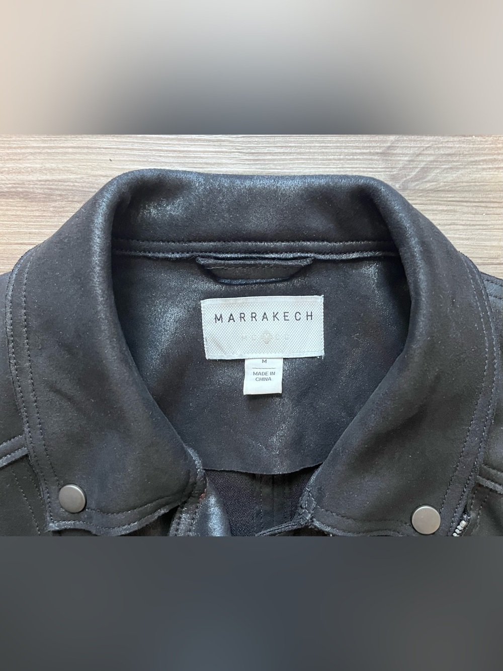 Marrakech ANTHROPOLOGIE Black Faux Leather Moto Jacket Women’s Size Medium - Picture 5 of 9